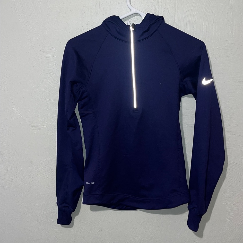 Nike Women's Dark Purple Hoodie with Reflective Zip